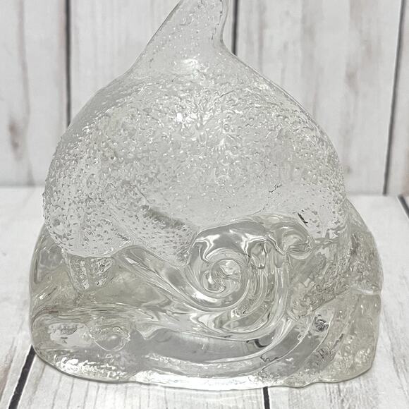 Vintage 1990's PartyLite Crystal Dolphin Votive Tealight Candle Holder 4" - Picture 4 of 10